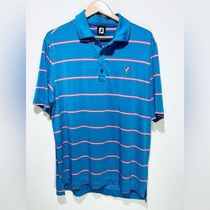 Foot Joy Performance Golf  Polo Shirt Gray Stripes Casual Confort Mens S…